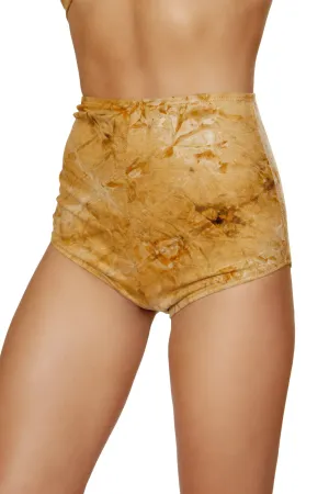 3586 - 1pc Brown Tie Dye Suede High-Waisted Shorts