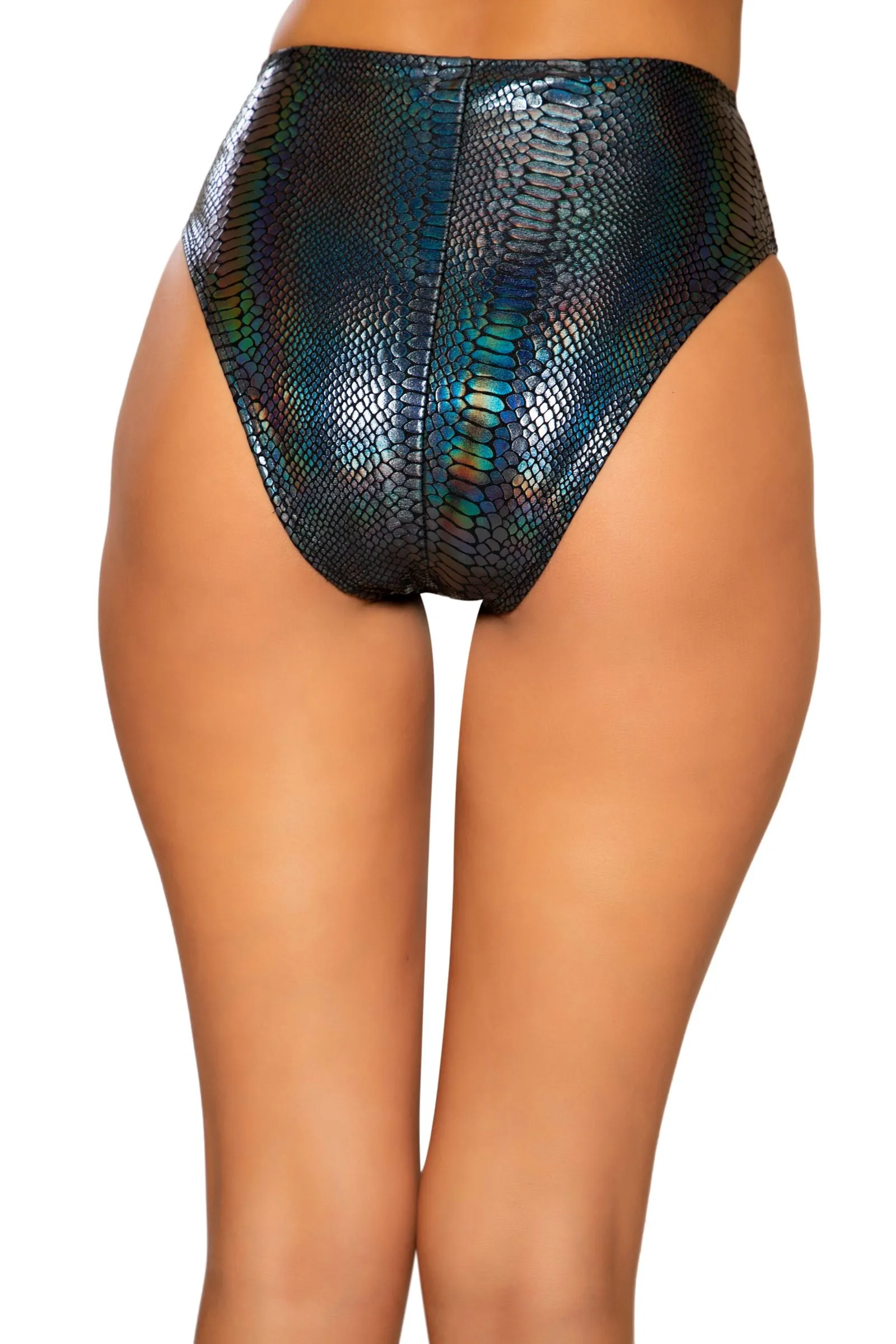 3739 - Snake Skin High-Waisted Shorts with Zipper Closure