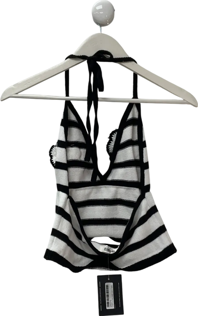 4th & Reckless White Vassallo Rico Knitted Stripe Halter Rose Beach Top UK 6