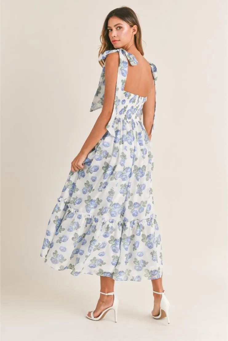 Abigail Midi Dress - Blue Florals