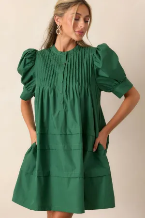 About The World Green Puff Sleeve Mini Dress