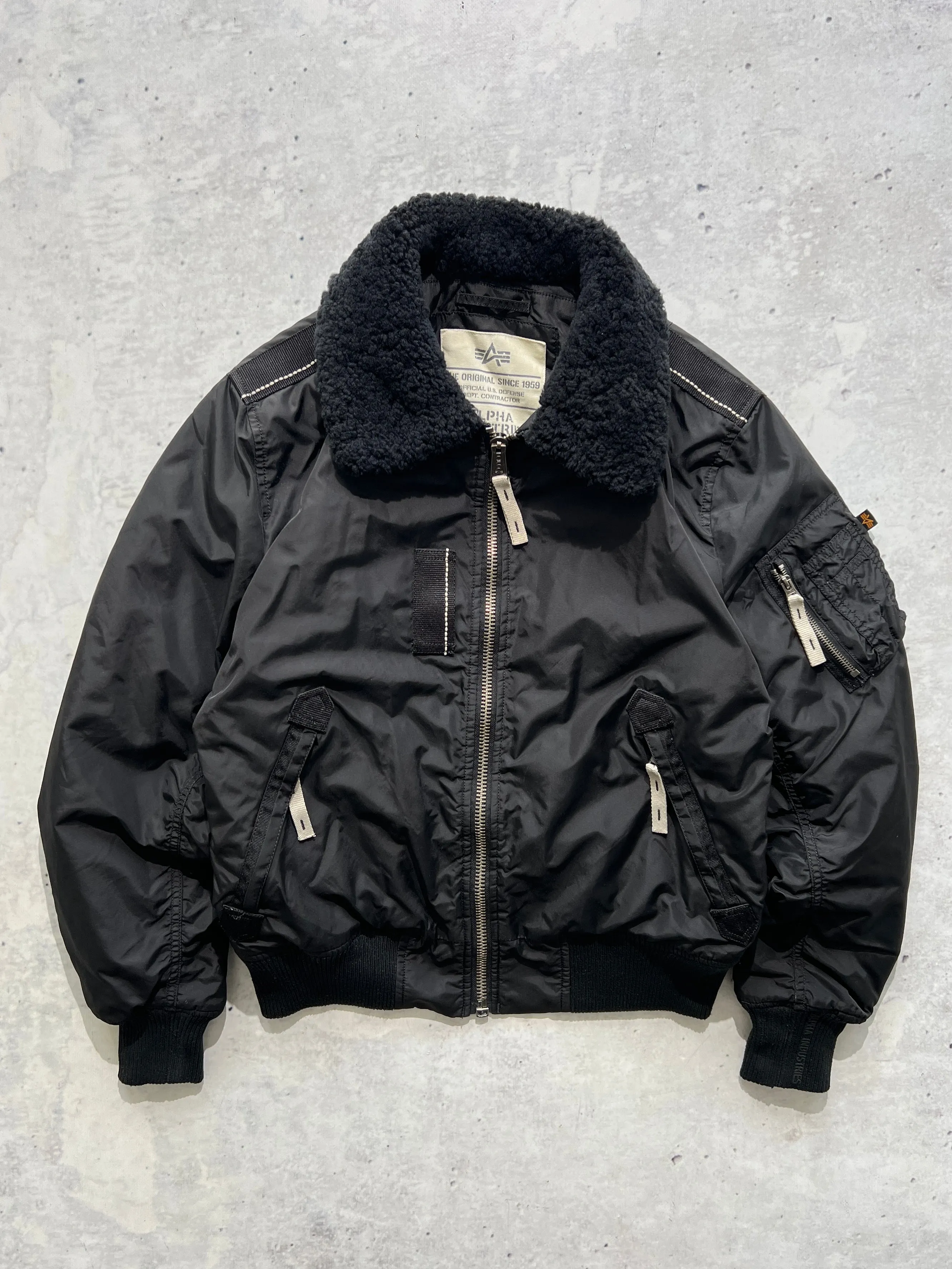 Alpha Industries Shearling Collar Zip Up Jacket (L)