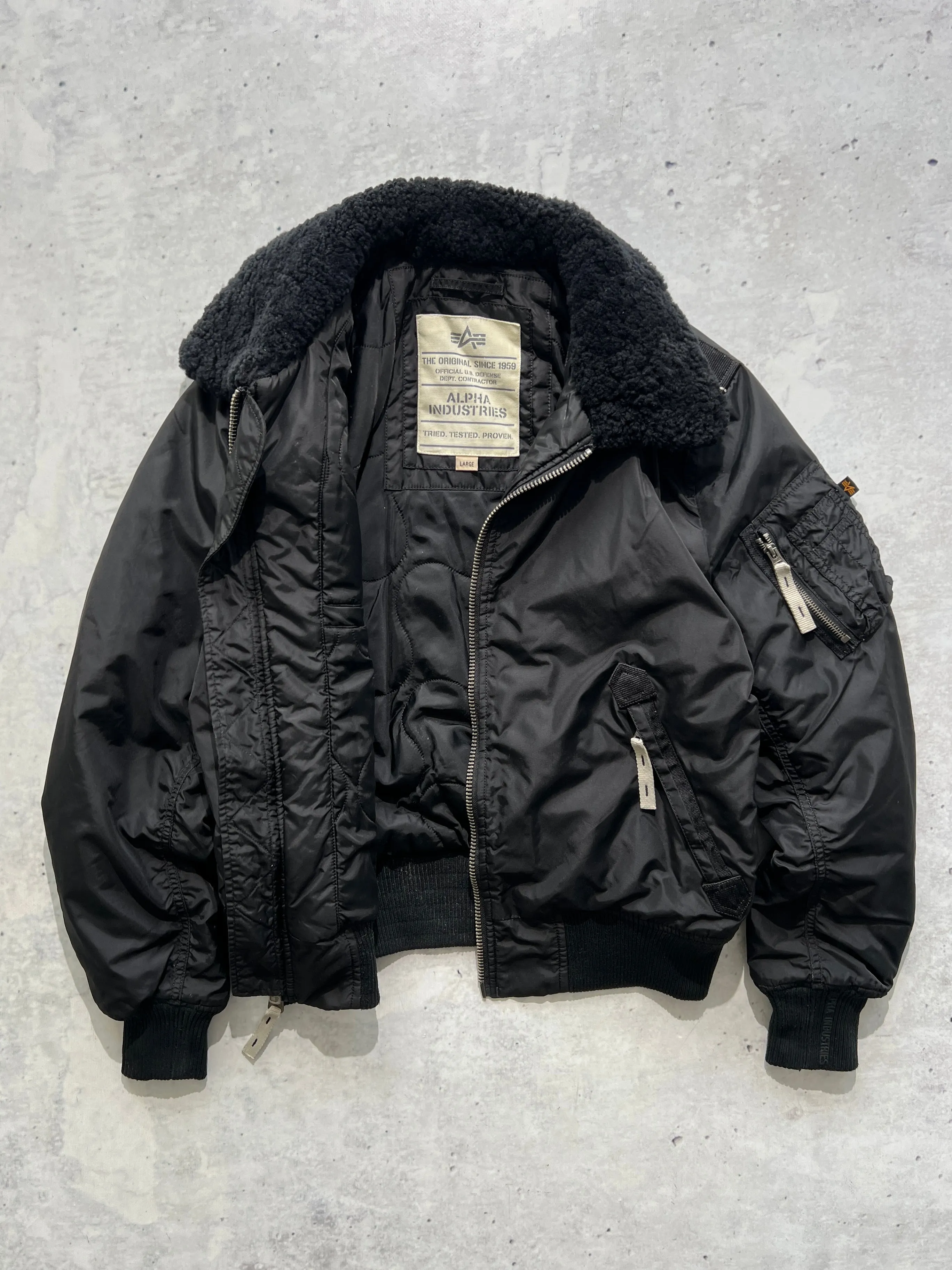 Alpha Industries Shearling Collar Zip Up Jacket (L)