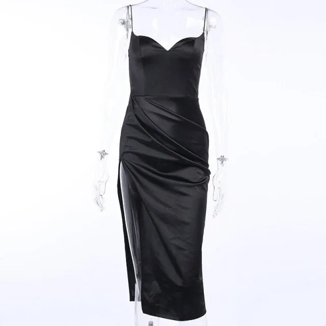 Araceli Satin Long High Split Dress