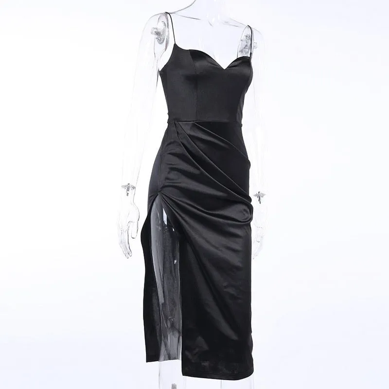 Araceli Satin Long High Split Dress