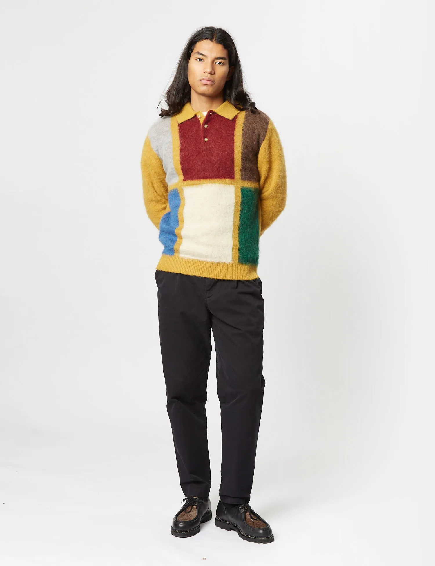 Beams Plus Knit Polo (Shaggy) - Mustard Yellow