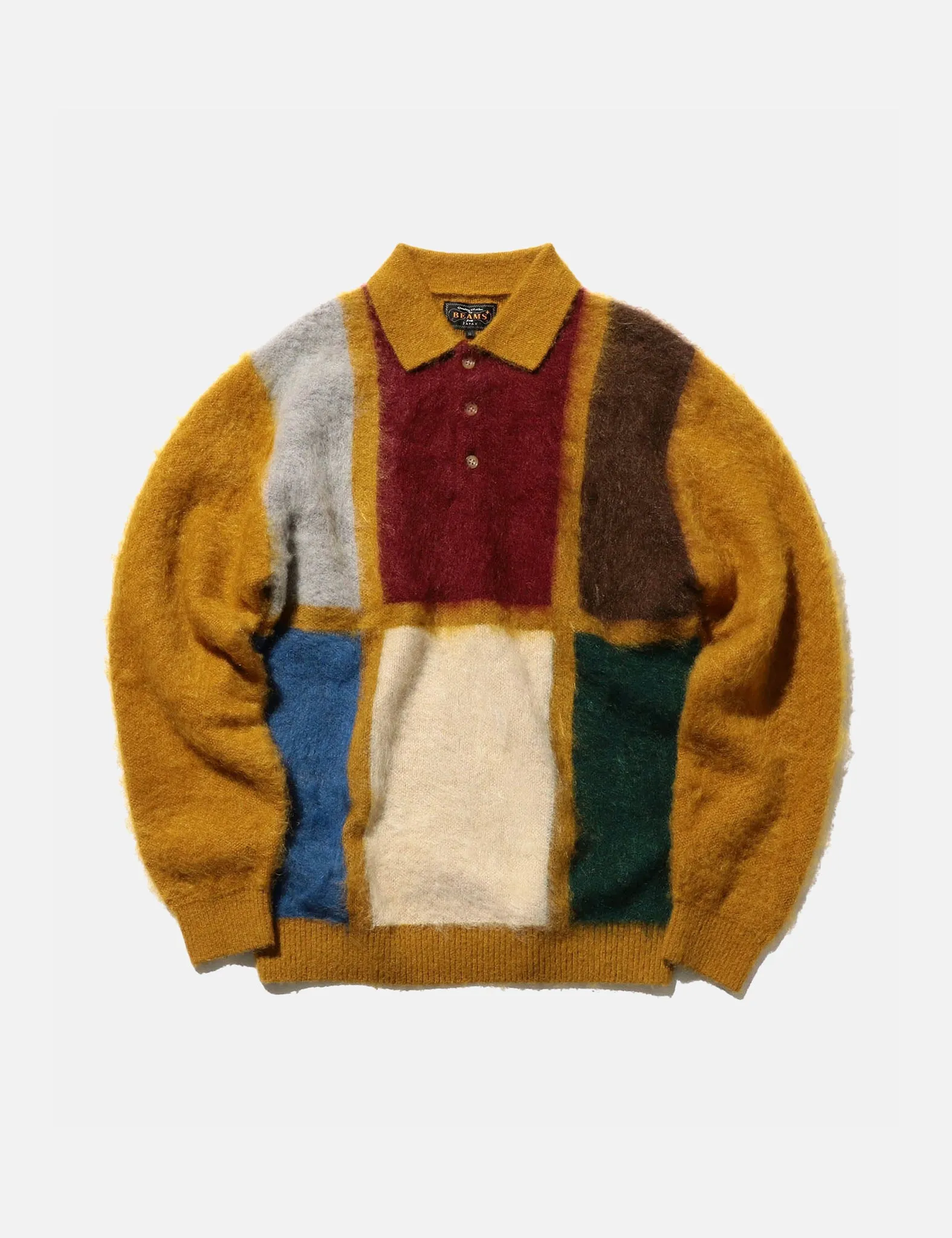 Beams Plus Knit Polo (Shaggy) - Mustard Yellow