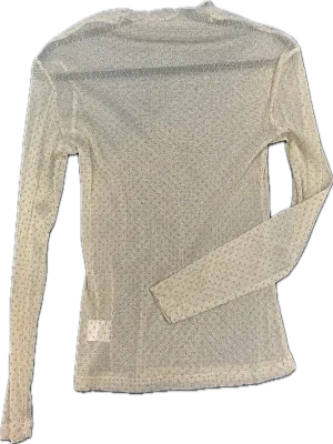 Beige Rhinestone Mesh Shirt