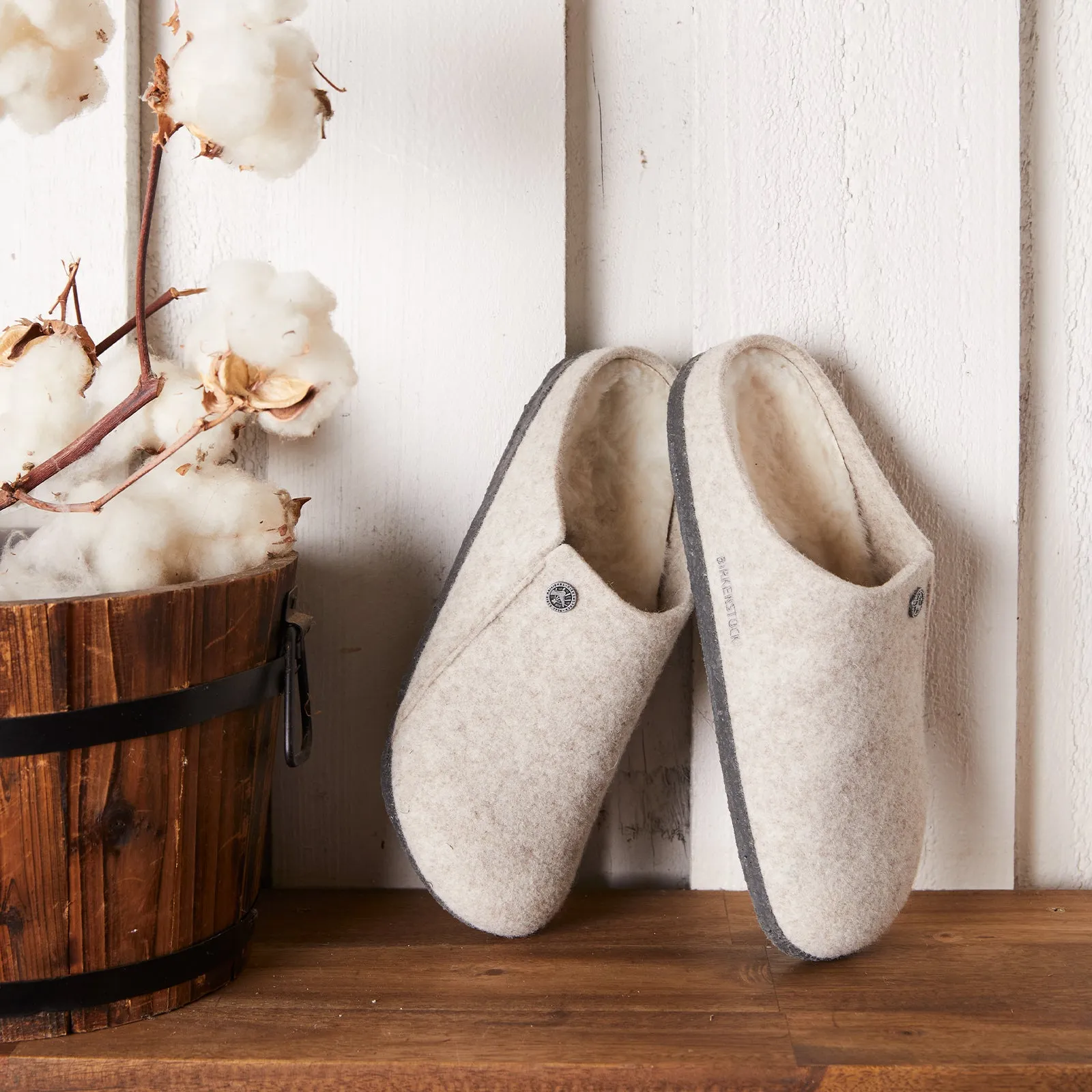 Birkenstock Zermatt Narrow Slipper (Women) - Eggshell Wool/Natural Shearling