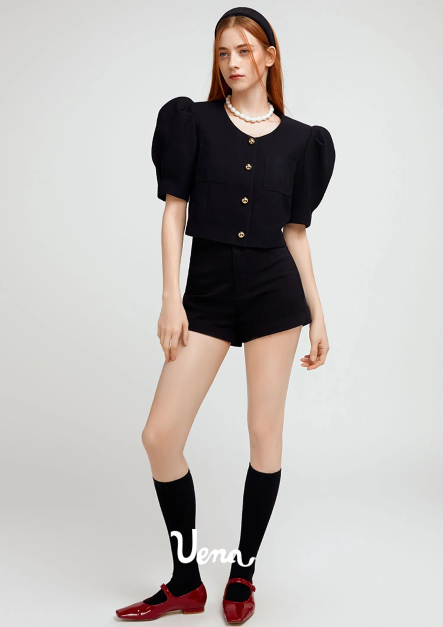 Black High-Waisted Casual Shorts