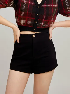 Black High-Waisted Casual Shorts