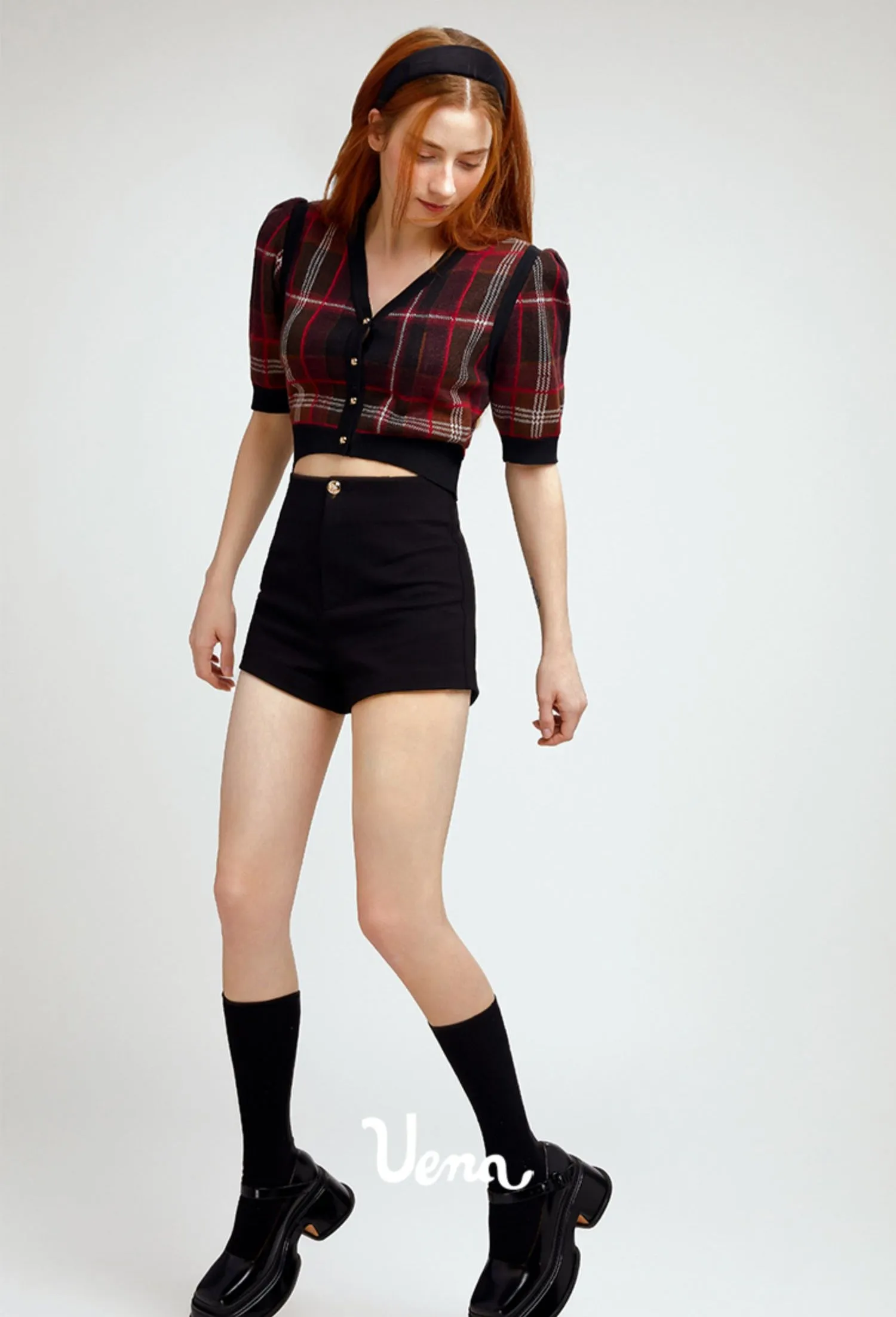 Black High-Waisted Casual Shorts