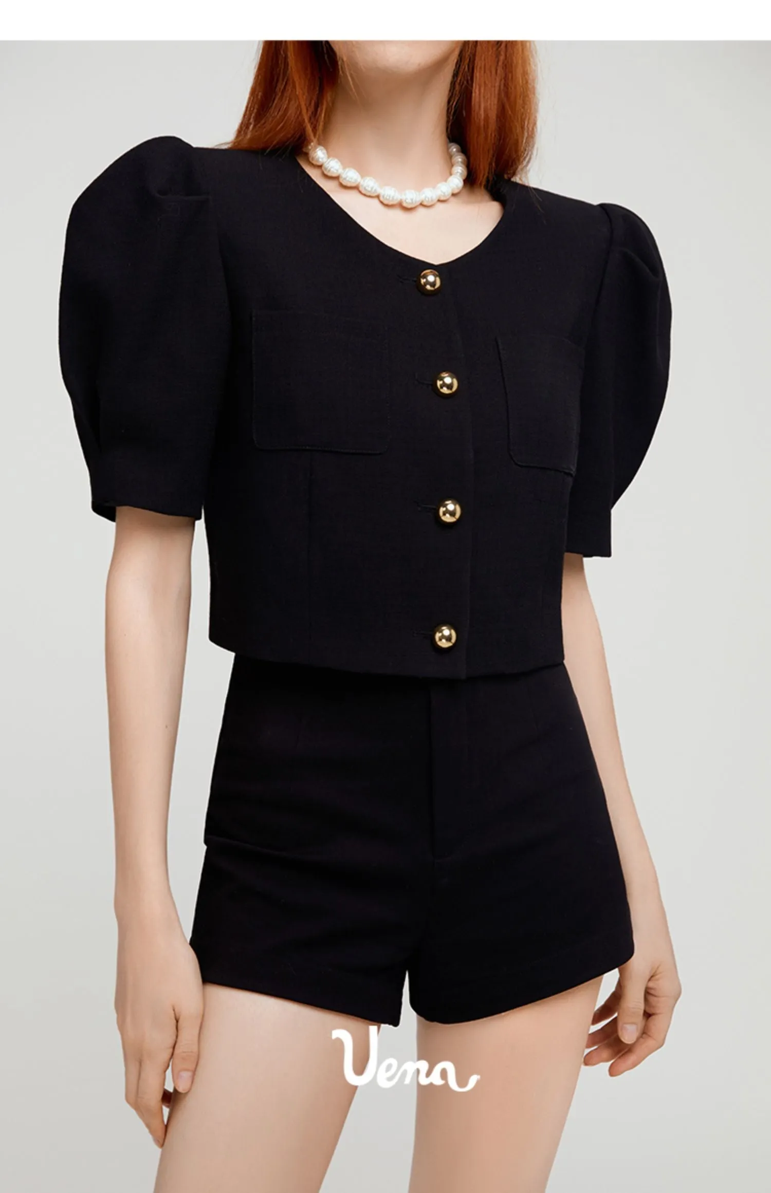 Black High-Waisted Casual Shorts