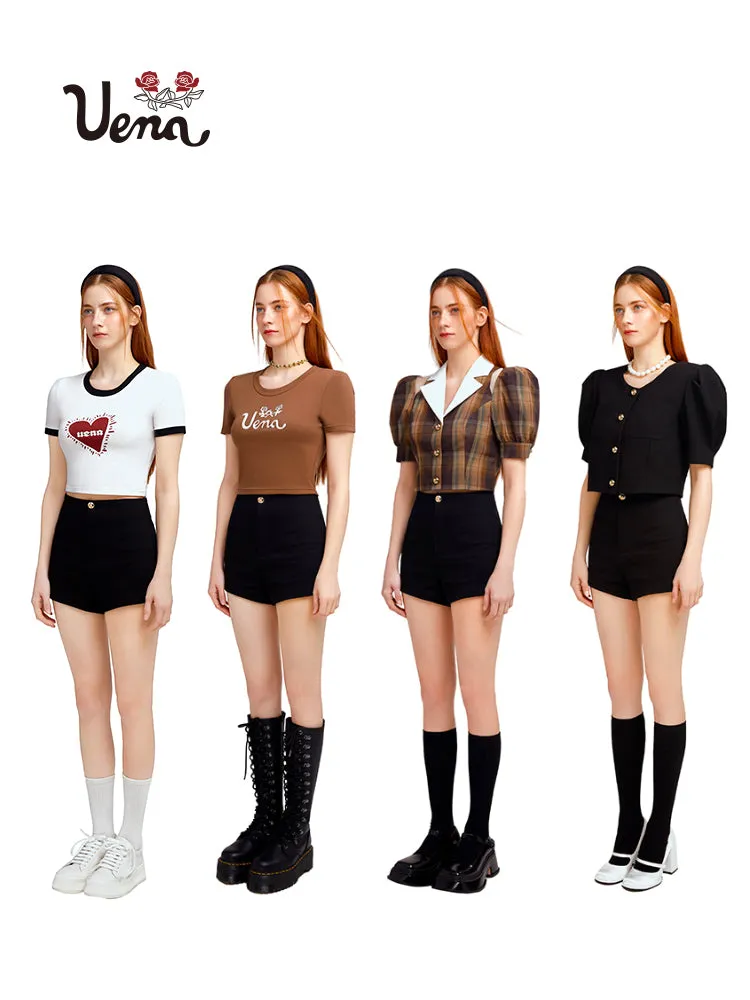 Black High-Waisted Casual Shorts