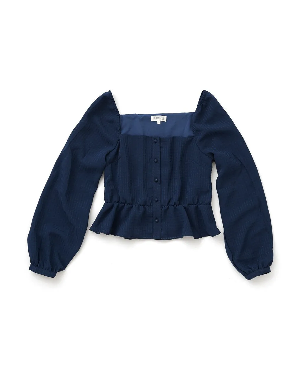 Blue Plain Square Neck Top