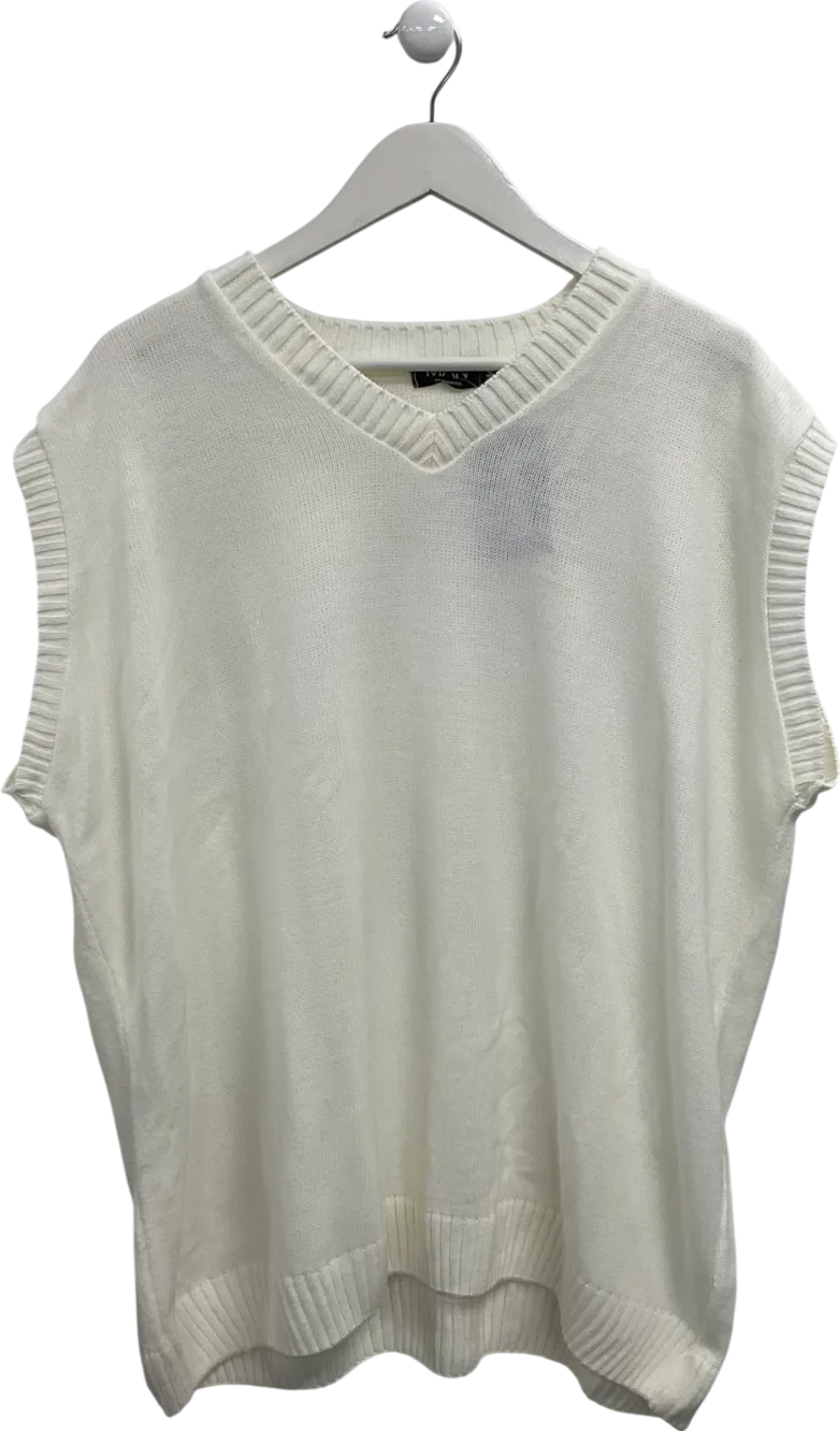 boohooMan White Knitted V Neck Tank Top UK M