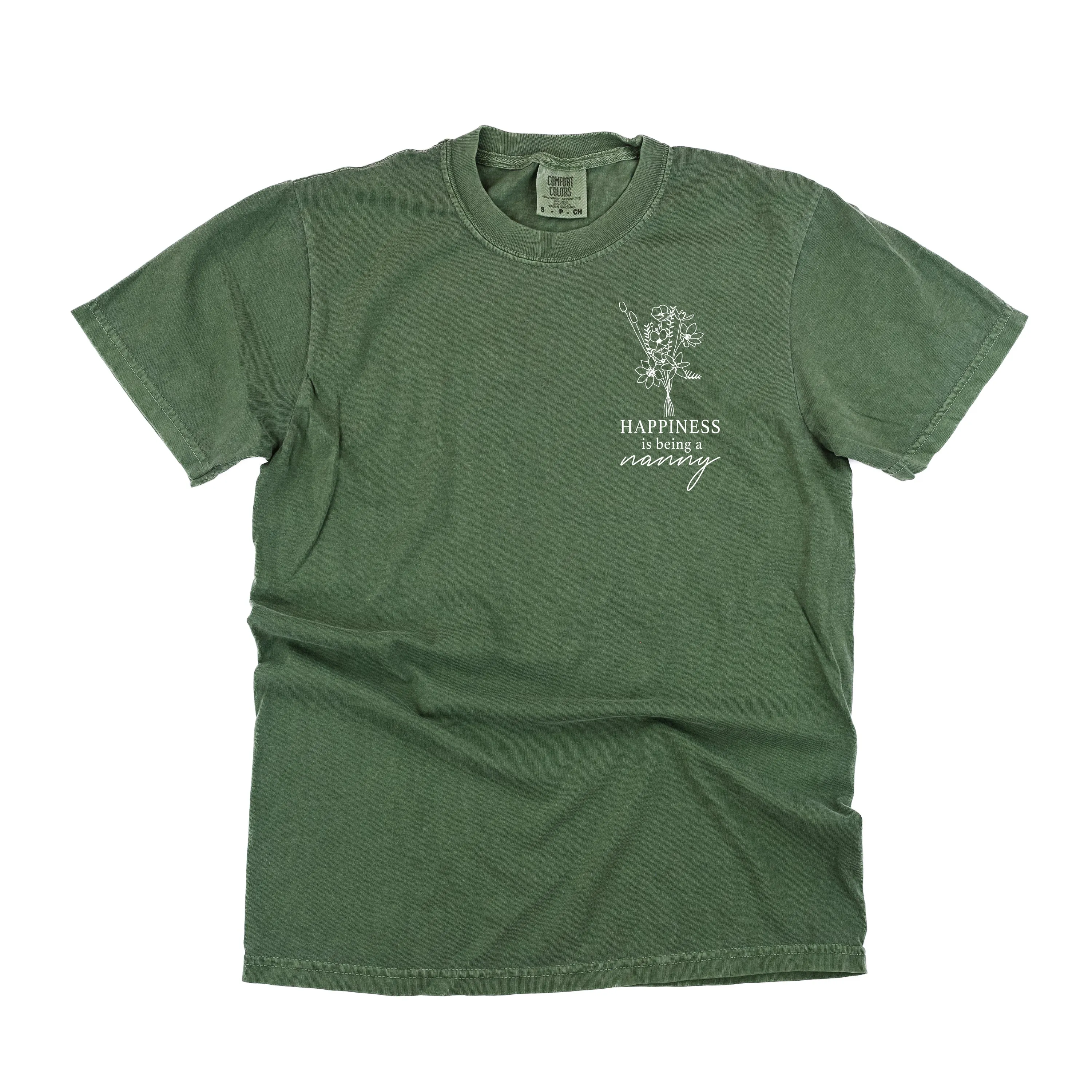 Bouquet Style - Happiness is Being a NANNY - SHORT SLEEVE COMFORT COLORS TEE