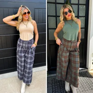 Cayla Crop Plaid Pants in Two Colors