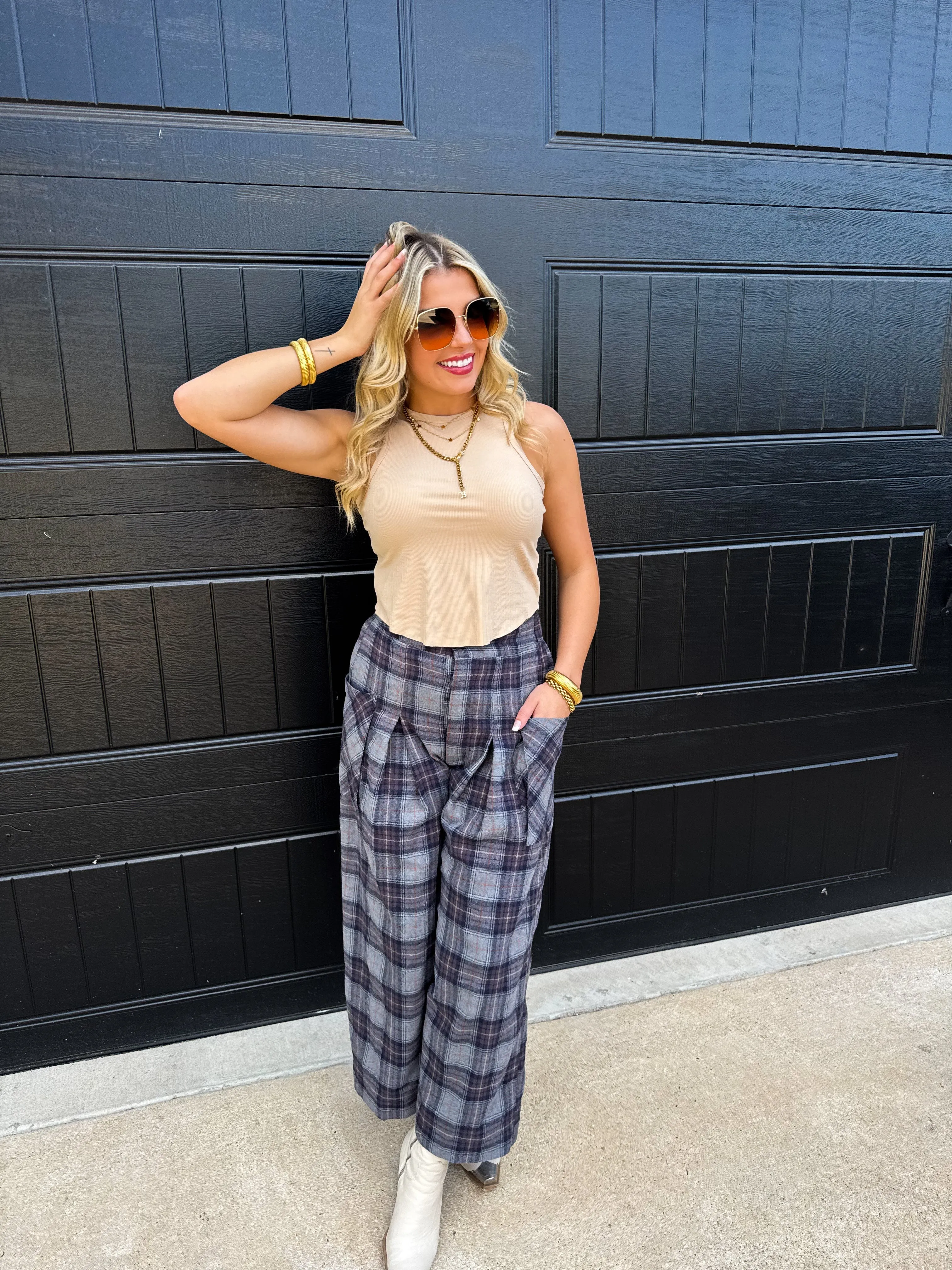 Cayla Crop Plaid Pants in Two Colors
