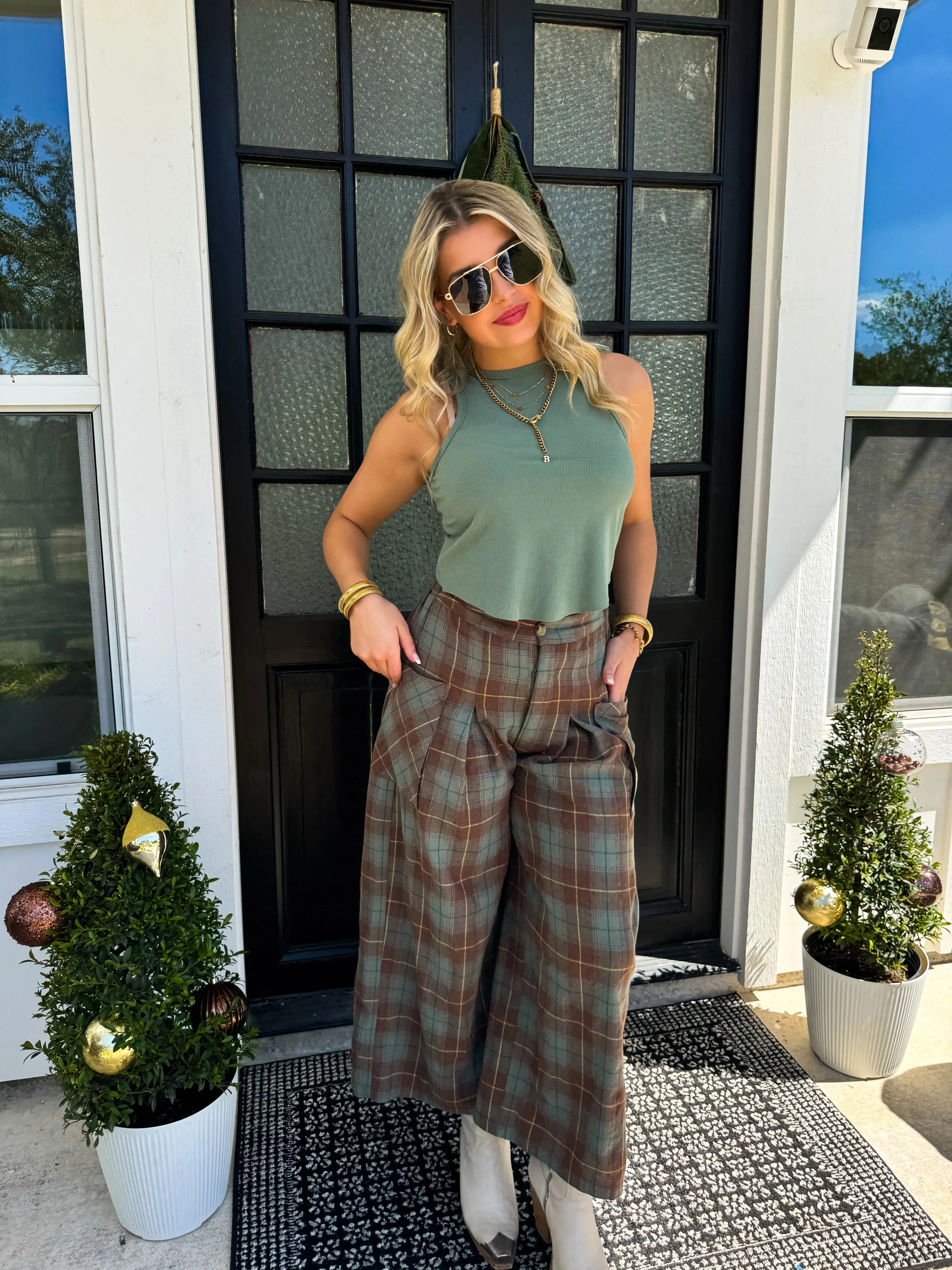Cayla Crop Plaid Pants in Two Colors