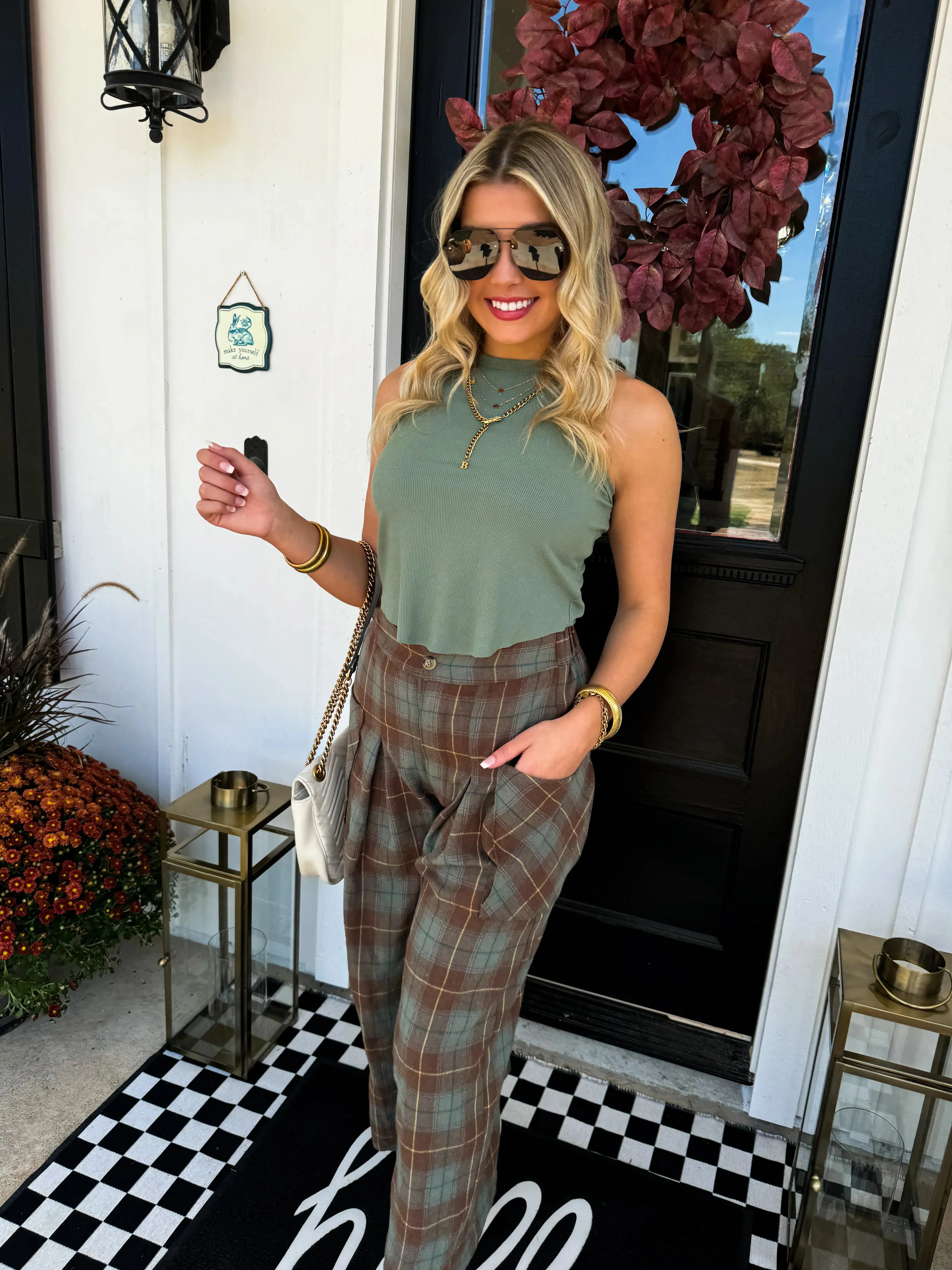 Cayla Crop Plaid Pants in Two Colors