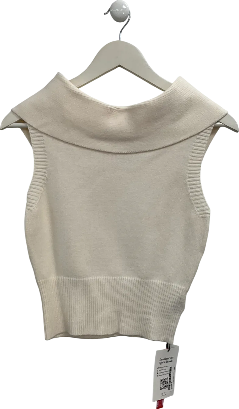 Cider Cream Knitted Collared Tank Top UK XS