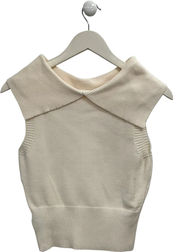 Cider Cream Knitted Collared Tank Top UK XS