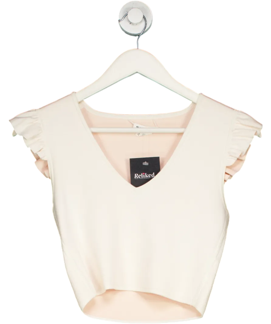Club Monaco Cream Rufle Sleeve Knitted Top UK XS
