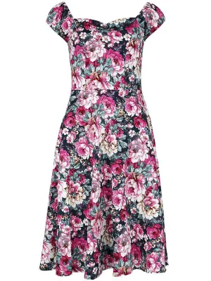 Cottage Rose Floral Sweetheart Neckline Dress
