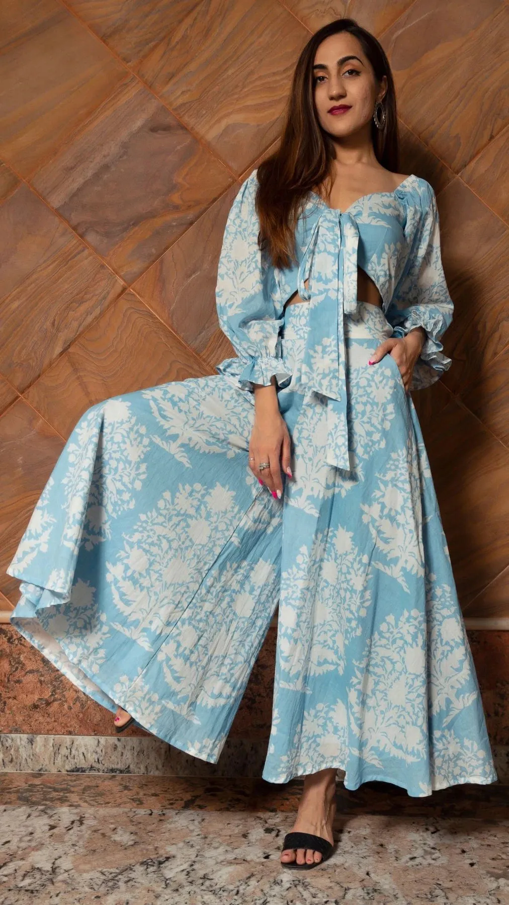 Cotton Blue & White Printed Co-ords Set