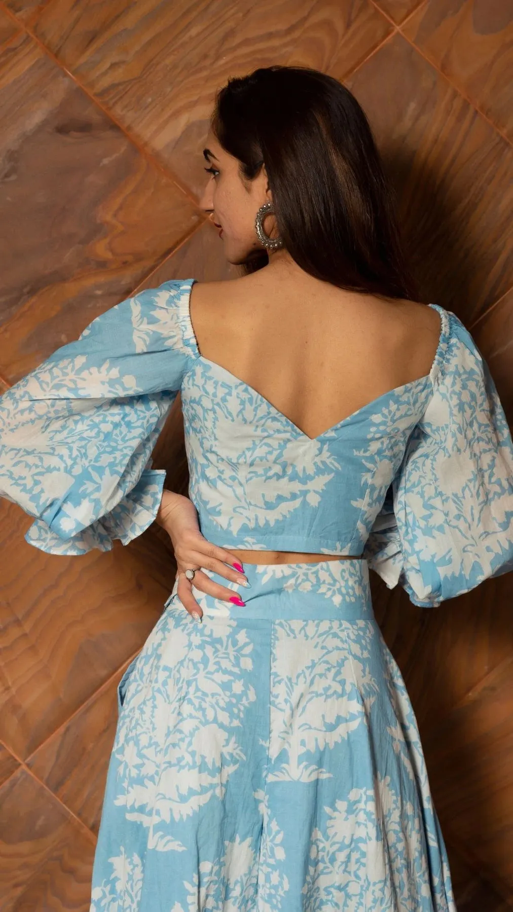 Cotton Blue & White Printed Co-ords Set