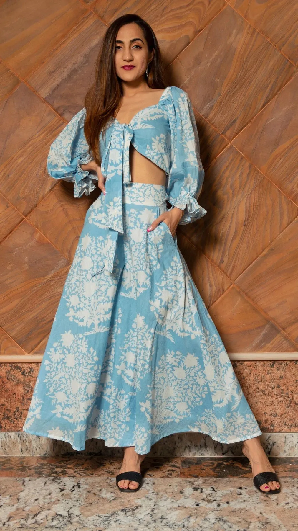 Cotton Blue & White Printed Co-ords Set