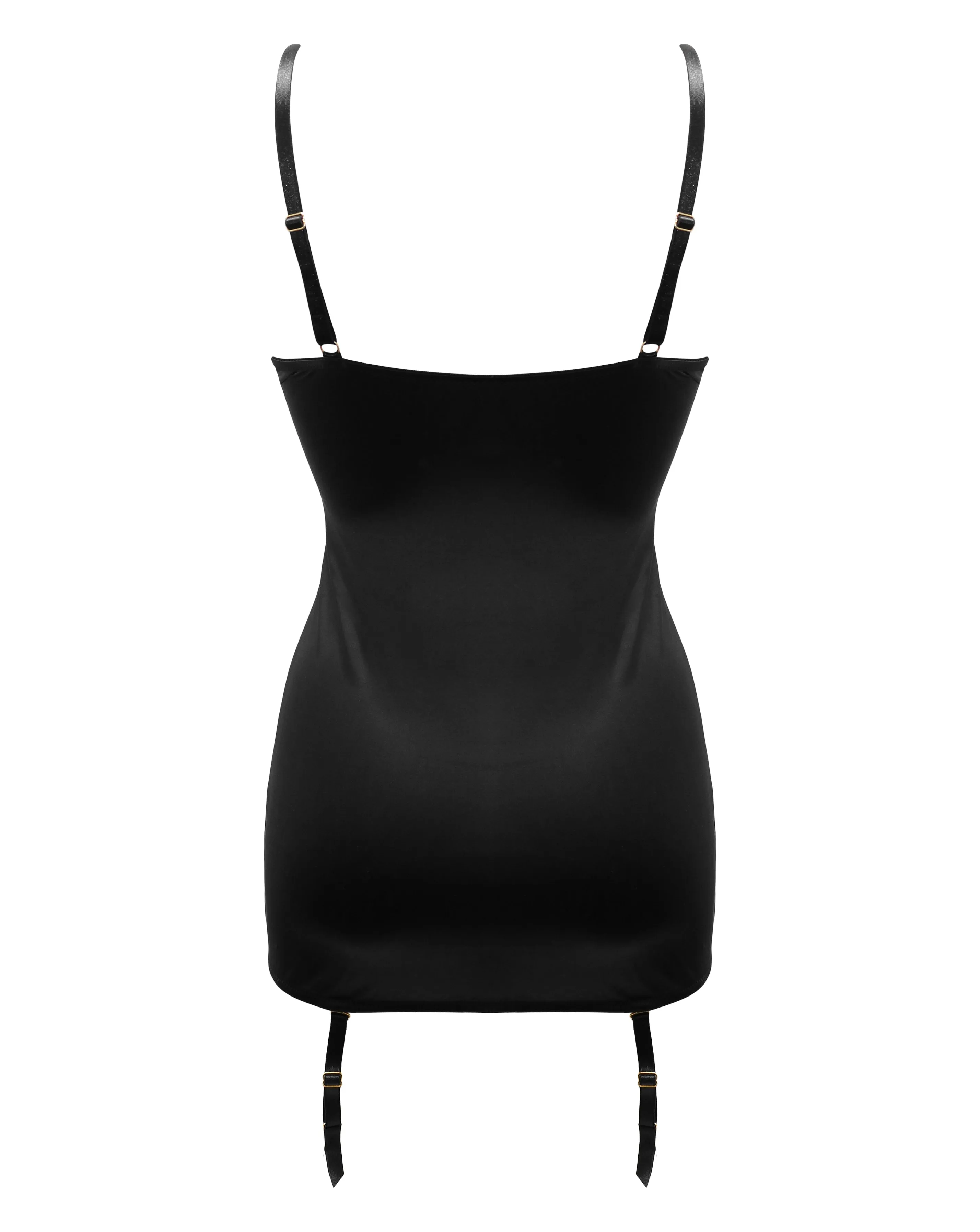 Desire Cami Suspender Dress In Black & Red- Pour Moi