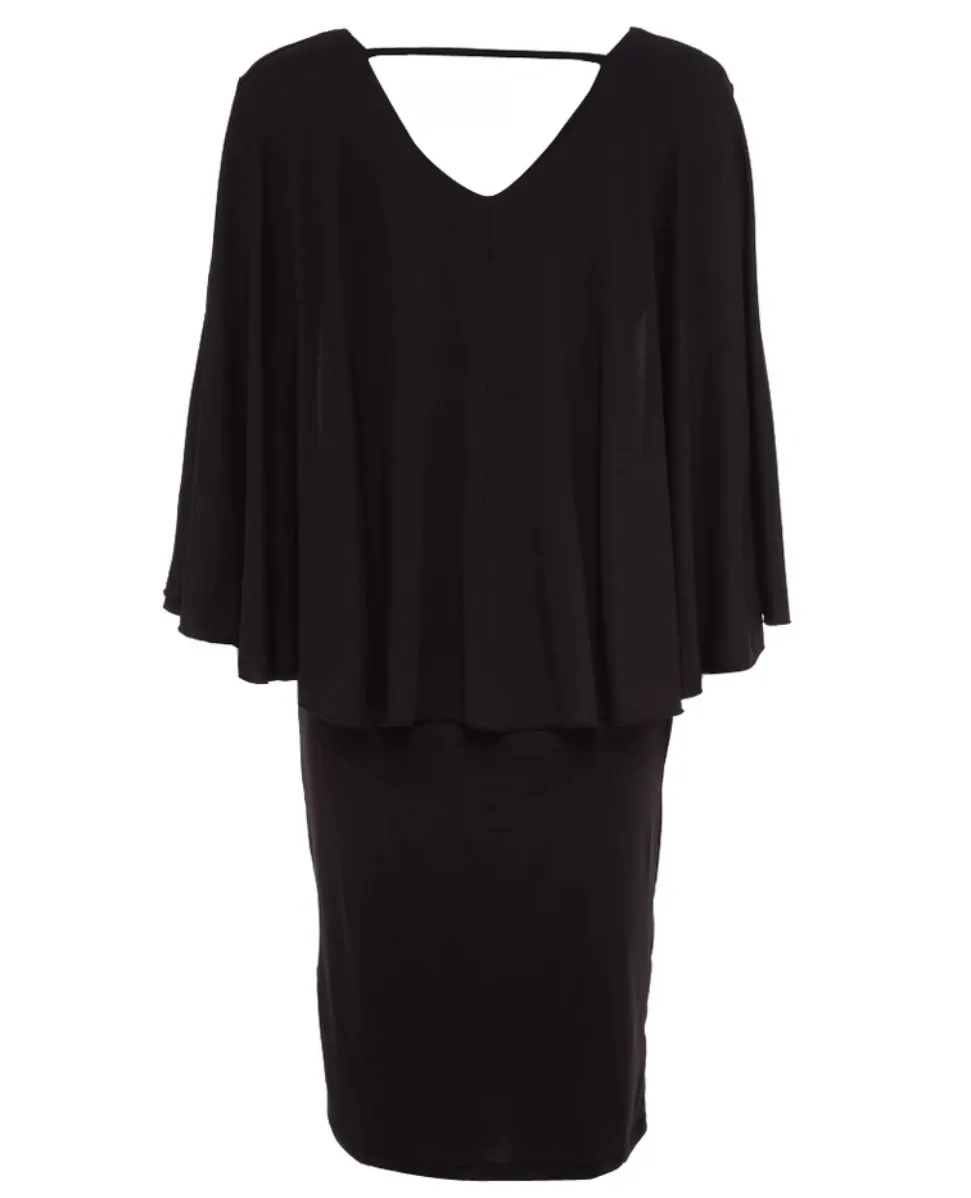 Desiree Plus Size Batwing Dress-Black