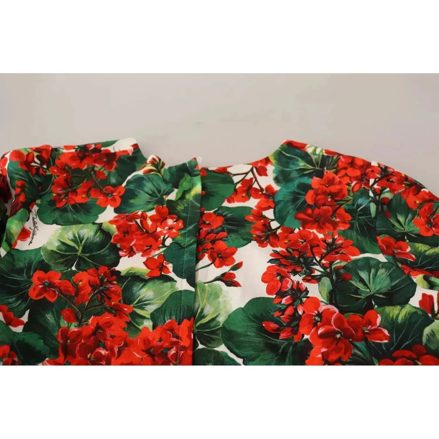 Dolce & Gabbana Red Green Portofino-Print Poplin Midi Dress