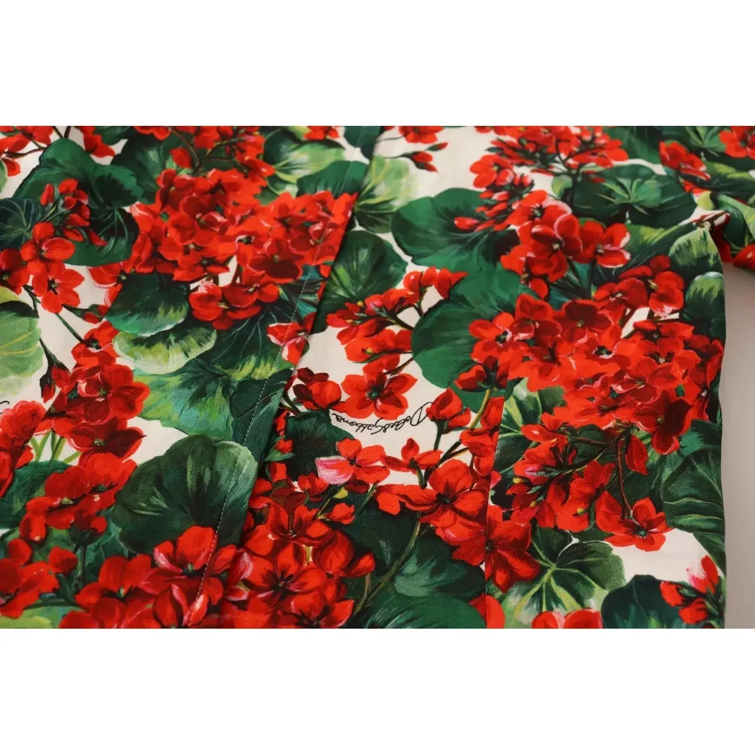 Dolce & Gabbana Red Green Portofino-Print Poplin Midi Dress
