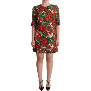 Dolce & Gabbana Red Green Portofino-Print Poplin Midi Dress