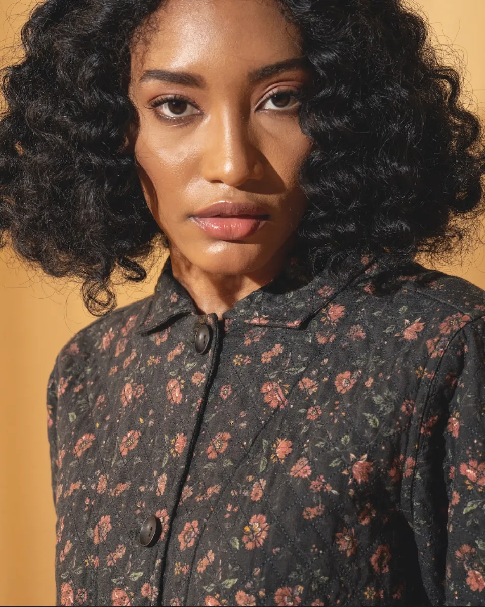 DVE 'Rutvi' Printed Jacket - Charcoal