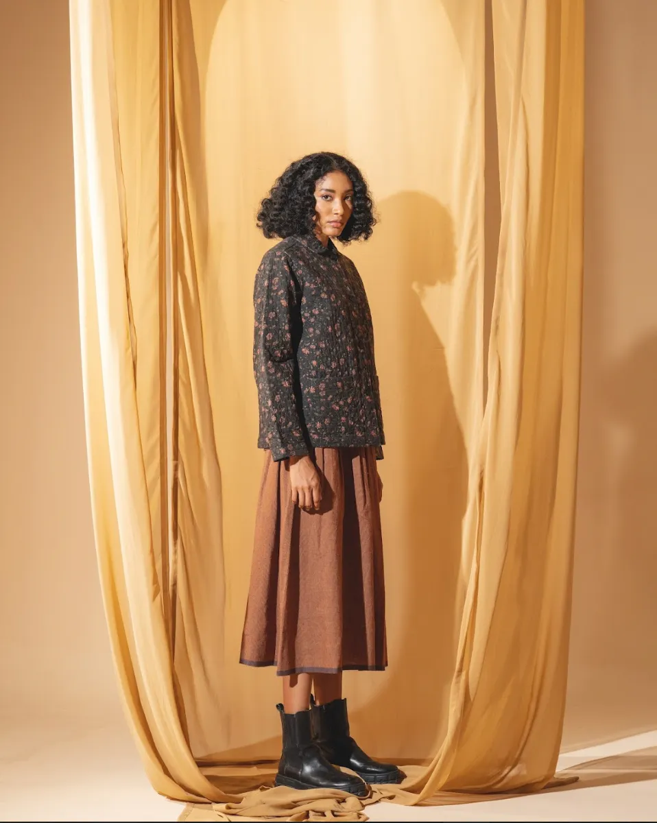 DVE 'Rutvi' Printed Jacket - Charcoal