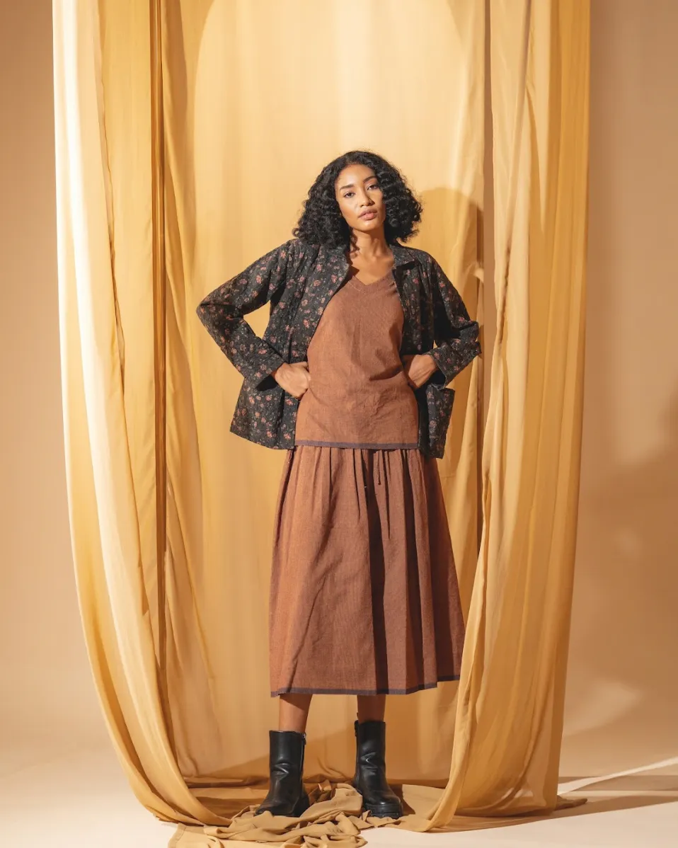 DVE 'Rutvi' Printed Jacket - Charcoal