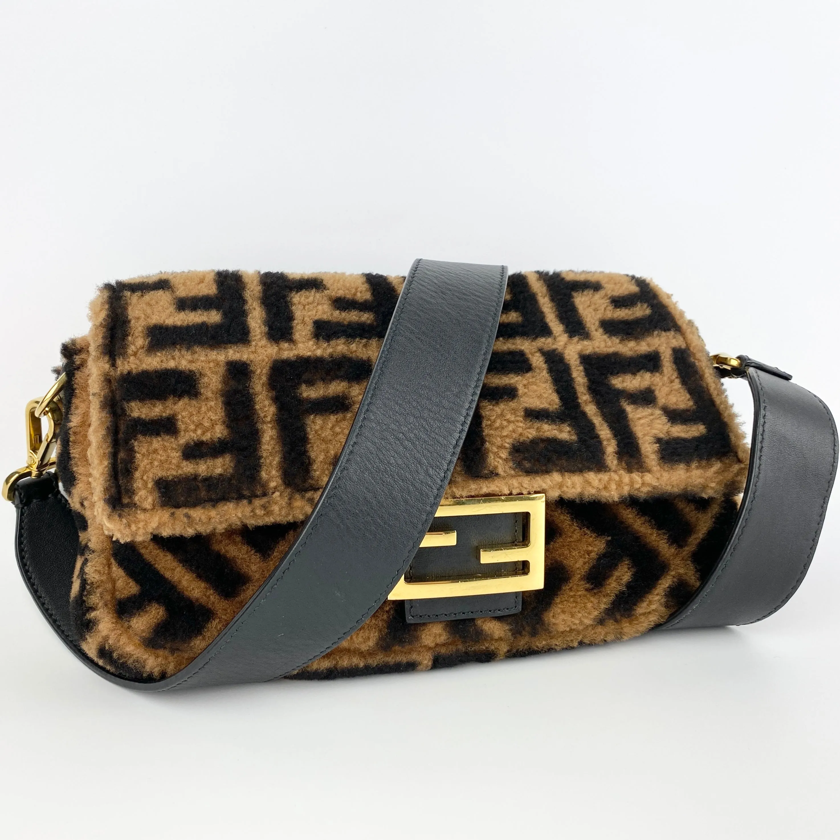 FENDI SHEARLING FUR BAGUETTE BAG