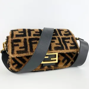 FENDI SHEARLING FUR BAGUETTE BAG