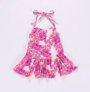 Floral cascade halter peplum
