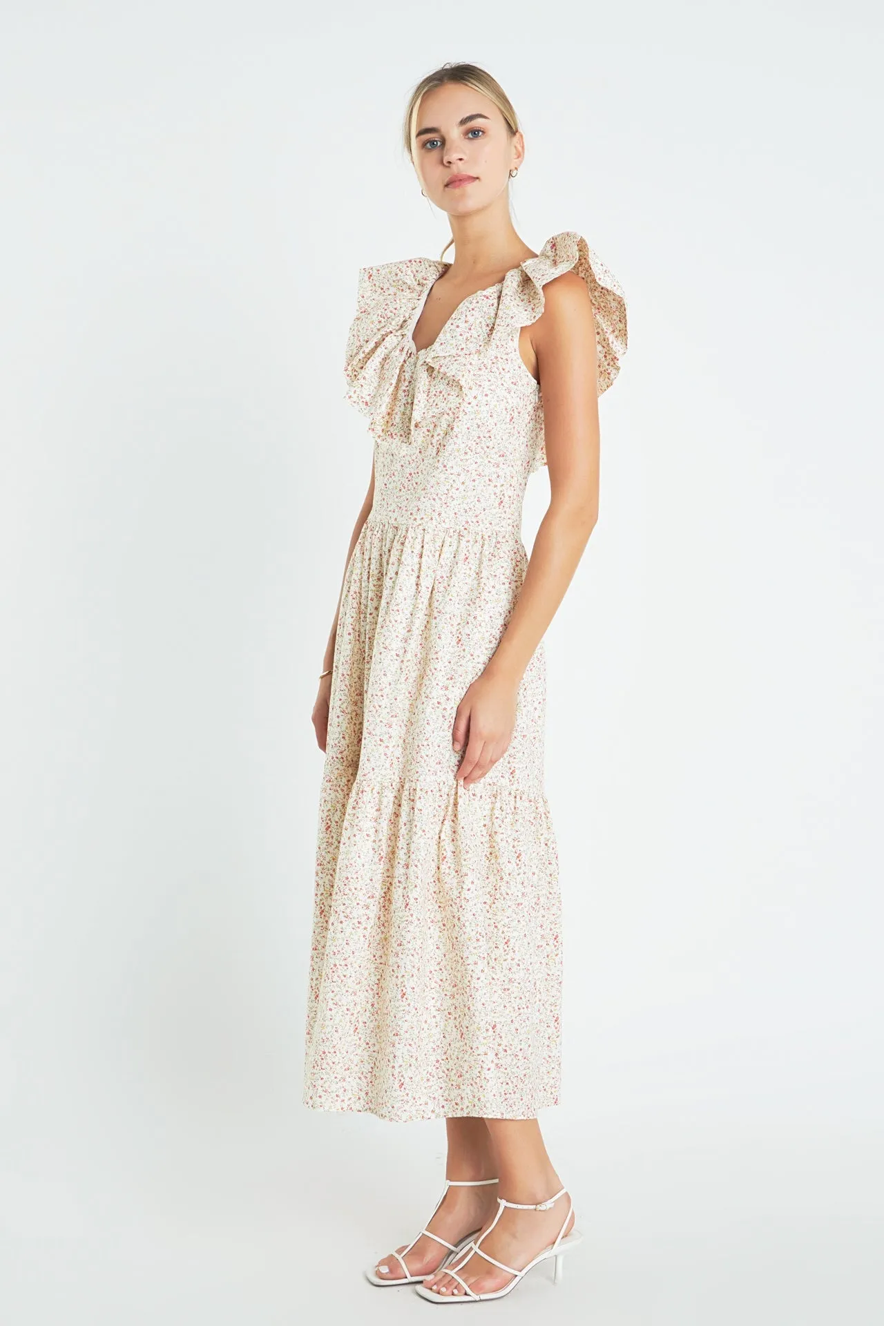 Floral Ruffled Midi Dress