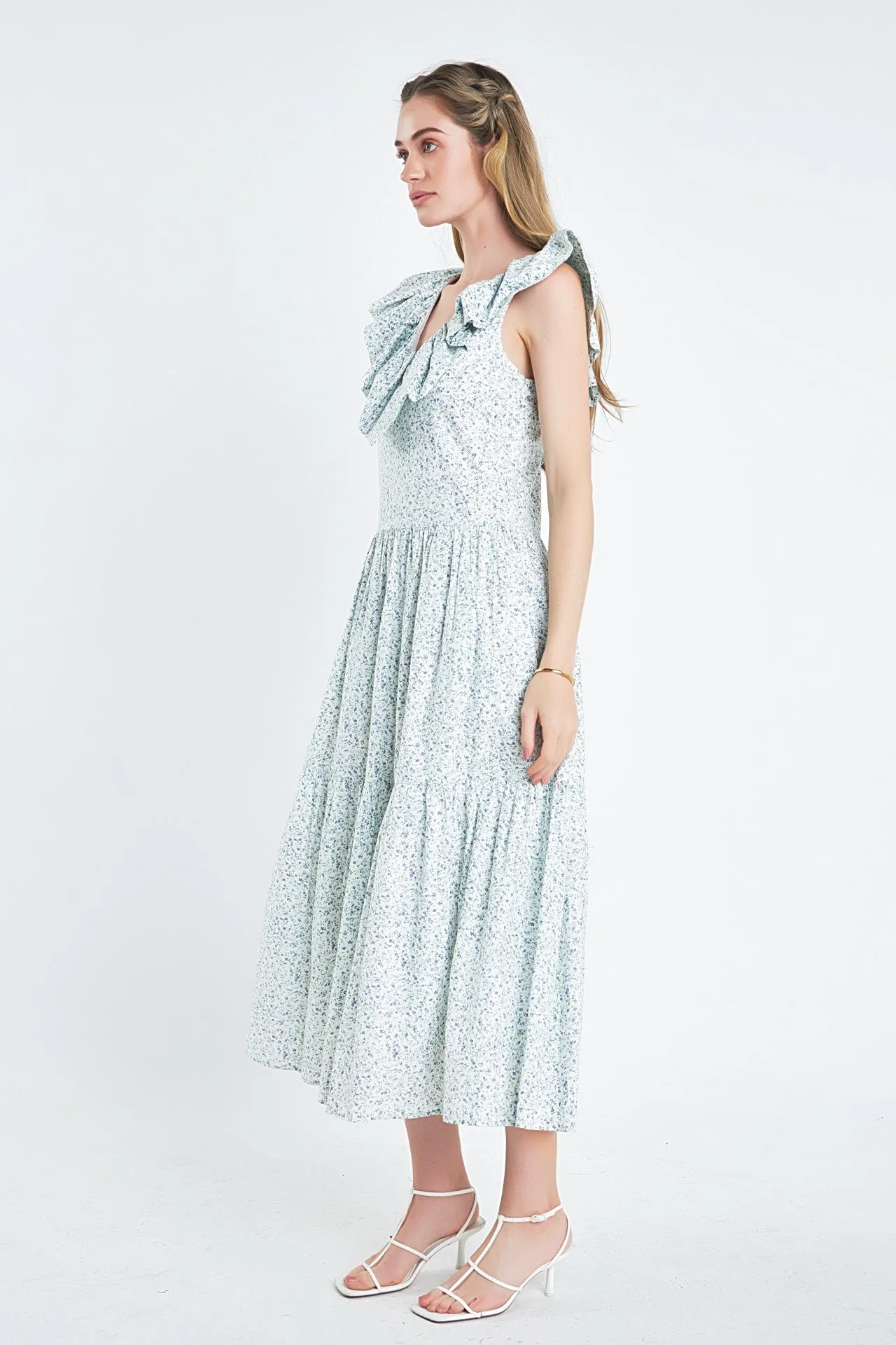 Floral Ruffled Midi Dress