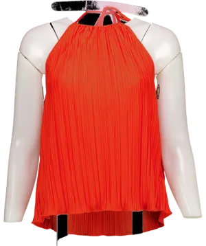 Good American Red Plisse Halterneck Top UK L/XL