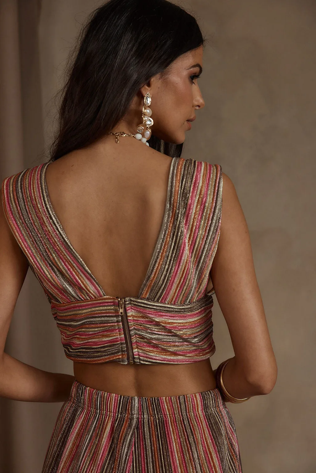 High Tide Pink Striped Plisse Top