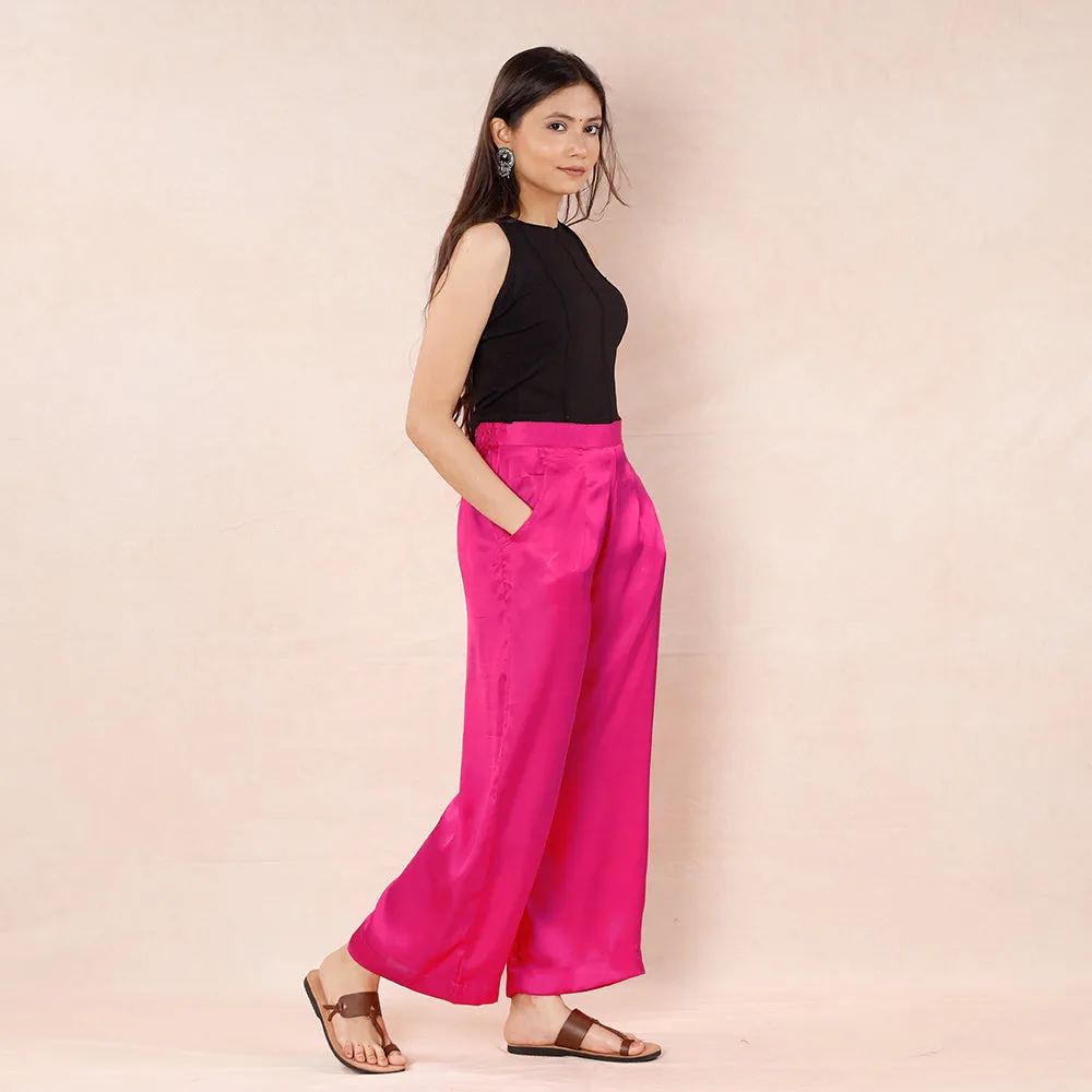 Hot Pink - Pure Modal Silk Plain Palazzo