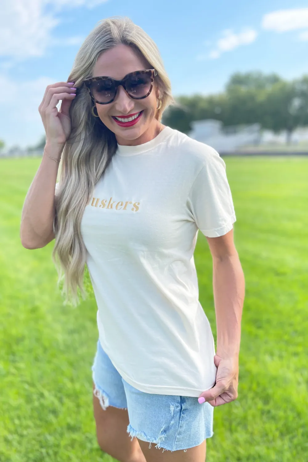 Huskers Embroidered Tee