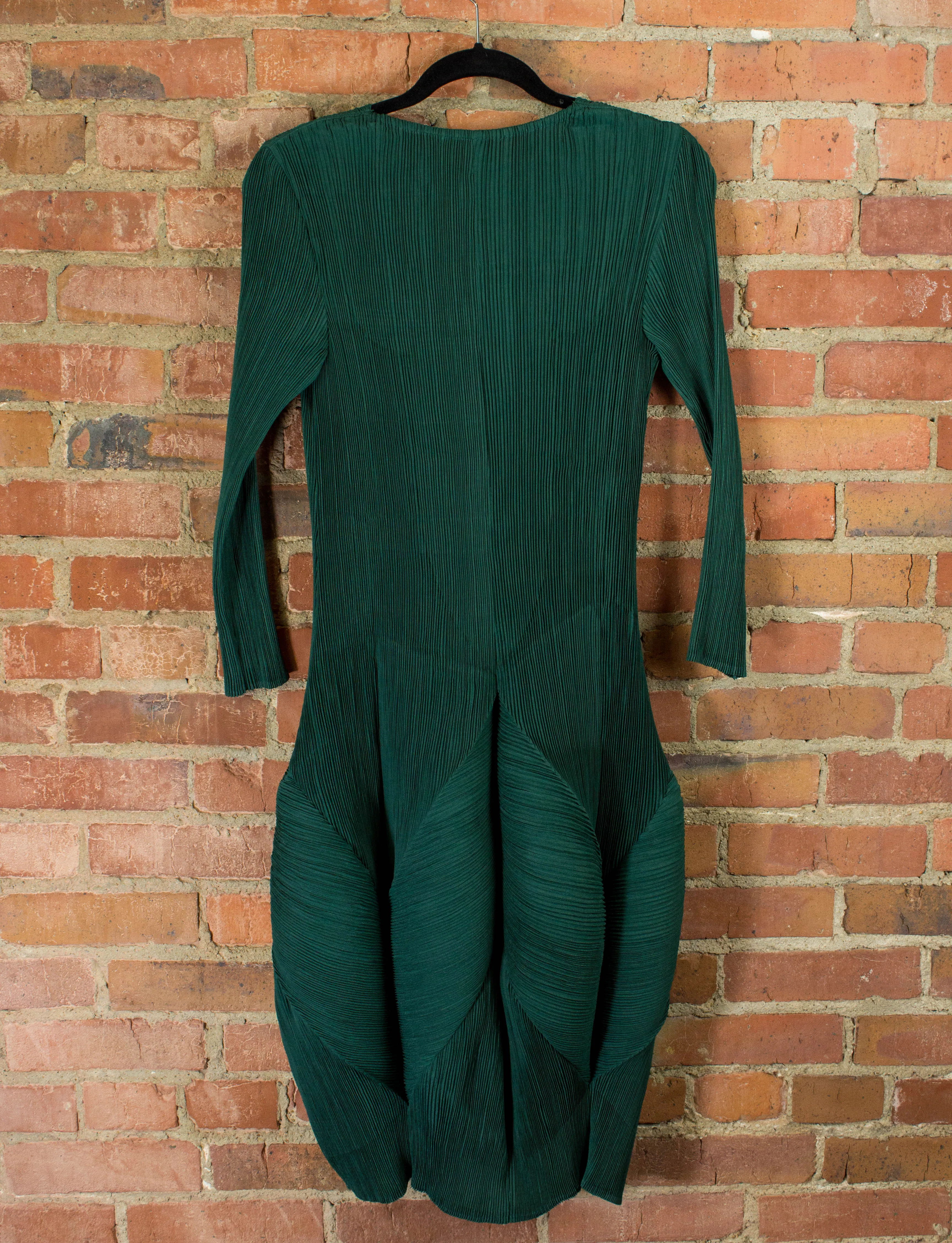 Issey Miyake Green Plisse Cocoon Dress Size Medium